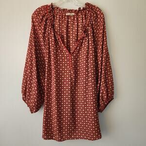 Max Studio Blouse Women's 3X Red Abstract Bold Vibrant Cottagecore Boho